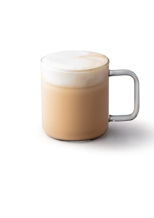 En cappuccino i et glaskrus