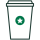 Stregtegning af et takeawaybæger i størrelsen Venti med We Proudly Serve Starbucks-logo