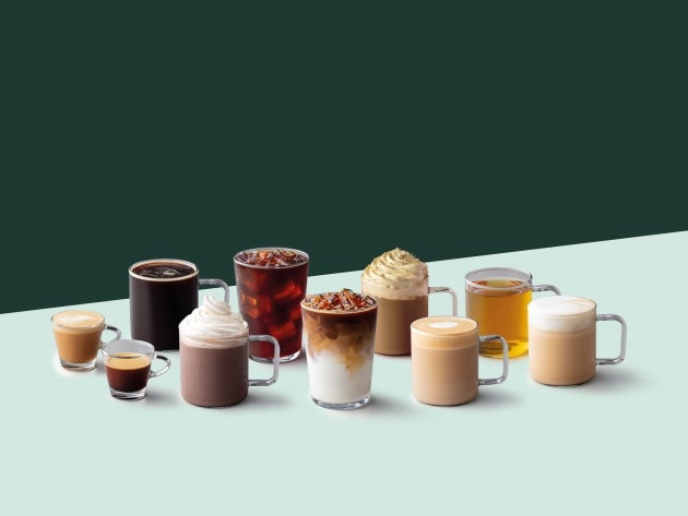 Drikkevaremenu fra Starbucks