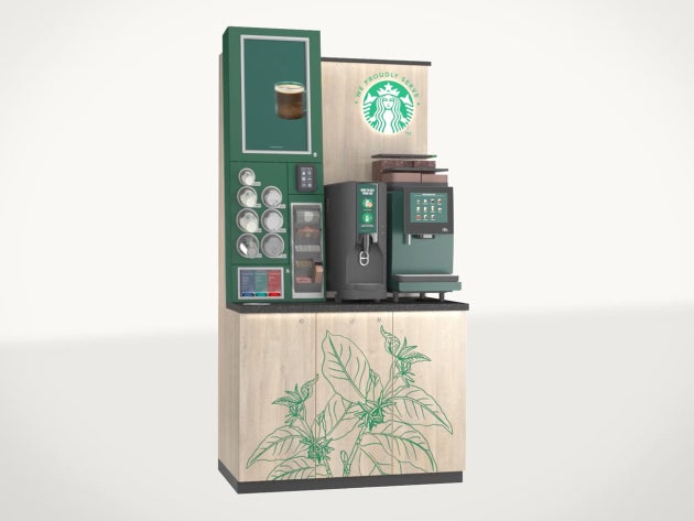 We Proudly Serve Starbucks-selvbetjeningsløsningen i størrelsen Venti: kaffeautomat med selvbetjening, ismaskine med selvbetj